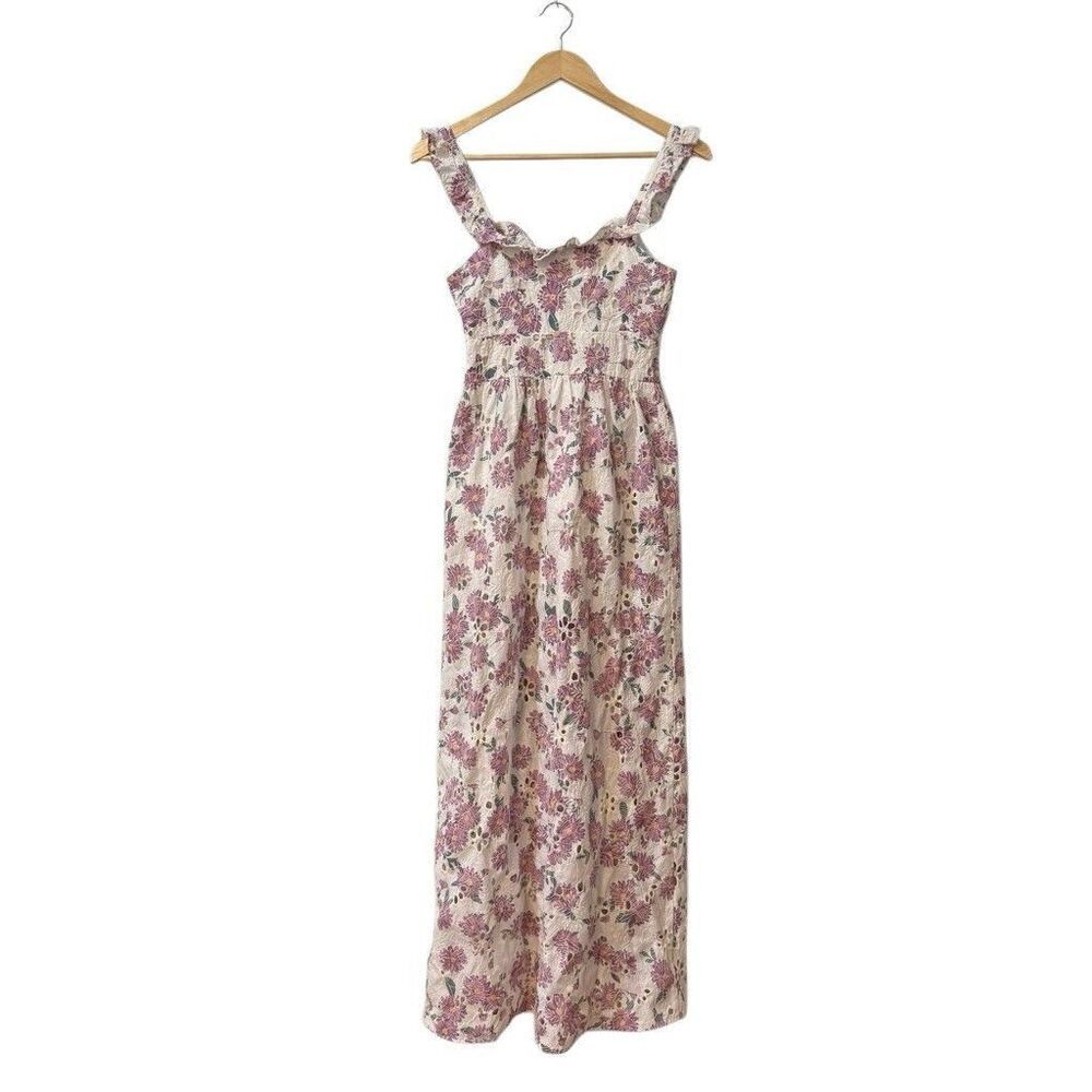 Rays for Days x Revolve Floral Celeste Periwinkle Eyelet Long Dress Size XS